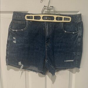 Aerie Dark Blue Distressed Jean Shorts